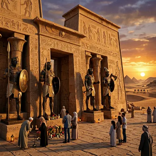 Ancient Empire Soldiers Memorial in Sandstone - Egypt Tribute