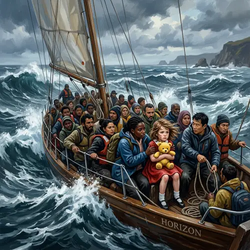 Diverse Sailboat Adventure in Rough Seas