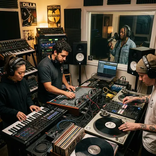 Multi-Ethnic Music Production Studio: Hip-Hop Beat Creation