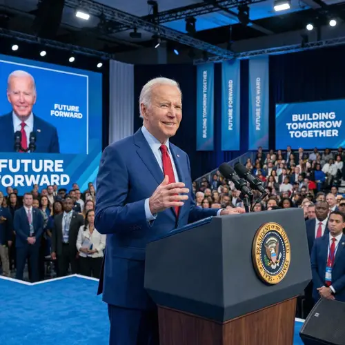 Elderly Man Presenting Speech on Stage - Political Setting