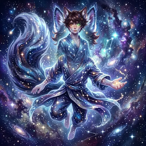 Celestial Being with Fox Ears and Tail | Fantasy Stardust Art
