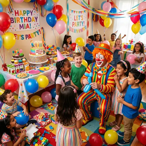 Multicultural Children's Birthday Party with Clown Entertainment