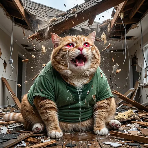Hyper-Detailed Sad Huge Fat Cat Crying Art by Greg Rutkowski