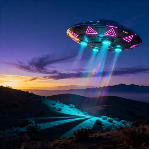 Mysterious UFO Descends to Earth at Sunset