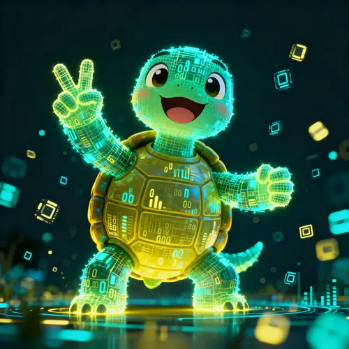 Joyful Digital Turtle Bytes in Vibrant Colors