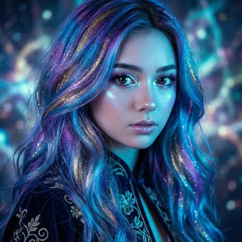 Fantasy-Inspired Hyperrealistic Portrait with Neon Blue Lighting