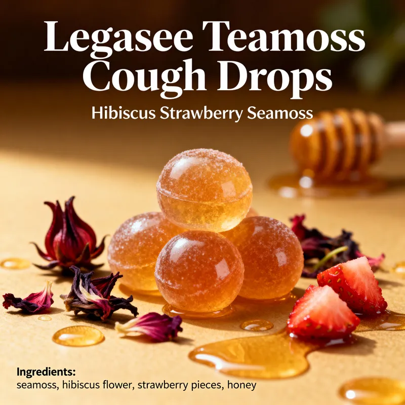Legasee Teamoss Strawberry Hibiscus Cough Drops