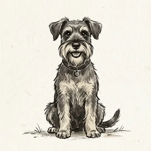 Charming Schnauzer Dry Brush Illustration