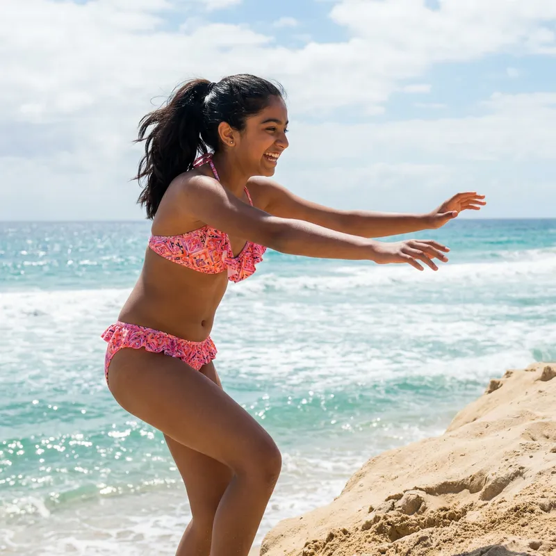 Summer Fun: South Asian Teen in Colorful Bikini