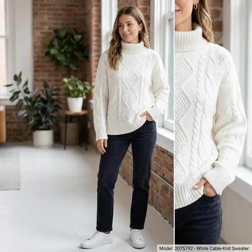 White Sweater Model - Stylish and Versatile