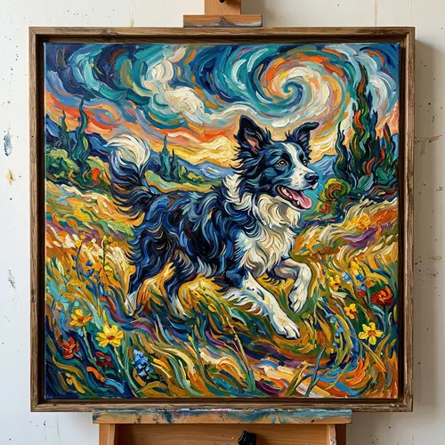 Playful Dog Oil Painting with Bold Brushstrokes
