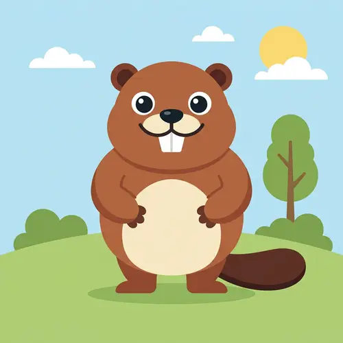 Dagget Beaver Flat Design | Jovial Cartoon Character
