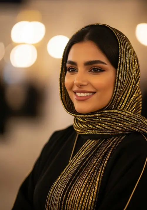Warm Smiles of a Saudi Woman Celebrating Eid Adha
