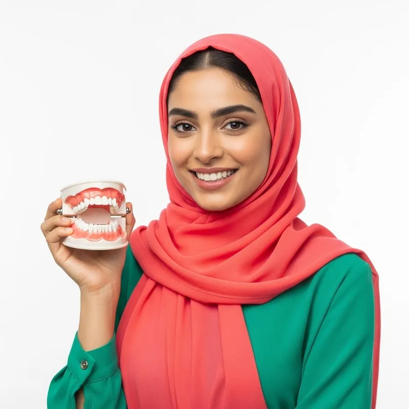Confident Saudi Woman Promoting Dental Health