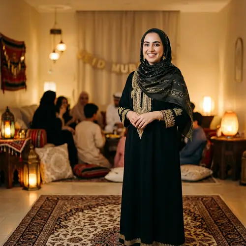 Warm Smiles of a Saudi Woman Celebrating Eid Adha