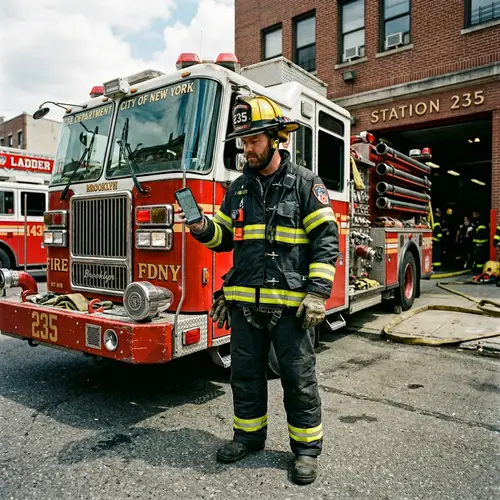 Male Firefighter with iPhone 12 and Firetruck | Emergency Response