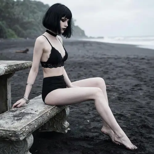 Gothic Bikini Style: Slim Woman Aesthetic