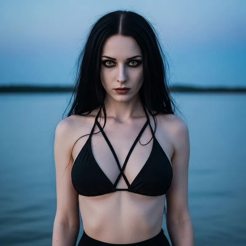 Gothic Bikini Style: Slim Woman Aesthetic