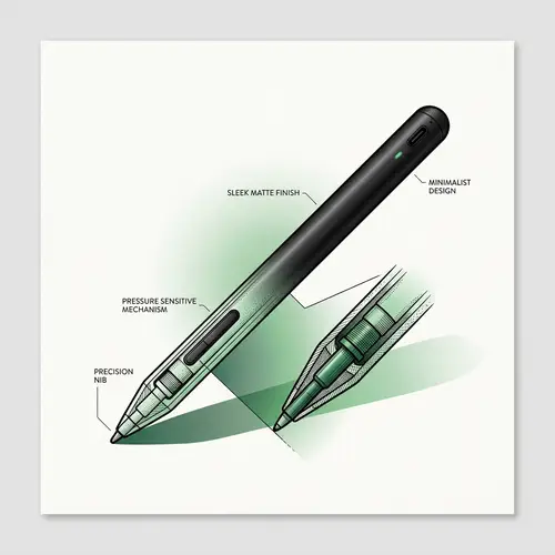 Minimalist Black & White Stylus with Green Gradient Details