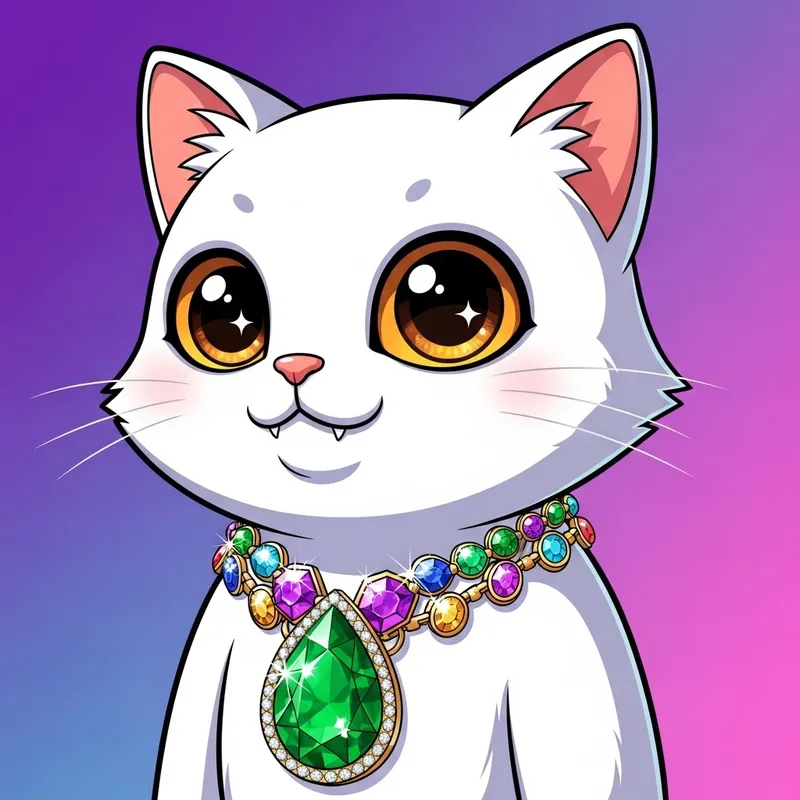 Adorable Cat Mascot with Jewels & Drip