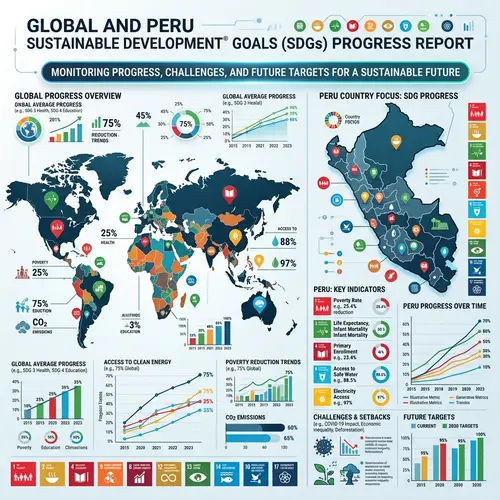 Infographic on SDGs Progress in Peru and Worldwide