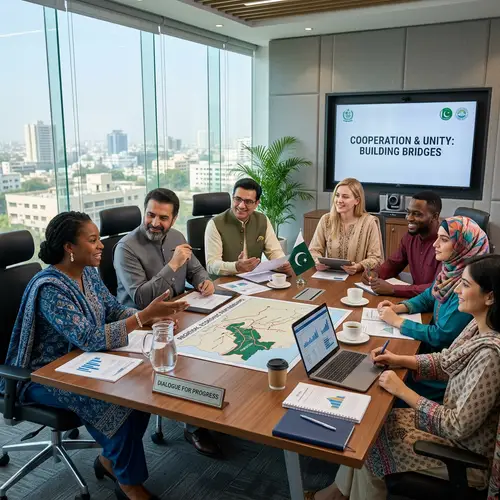 Diverse Group Negotiating in Modern Office | Unity & Respect