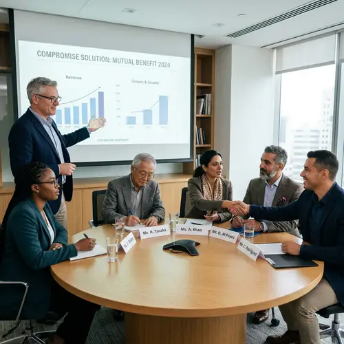 Peaceful Negotiation Scene with Diverse Individuals | Compromise & Cooperation