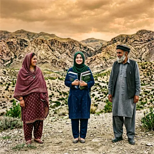 South Asian Pakhtoon Family Portrait - Education Symbolism