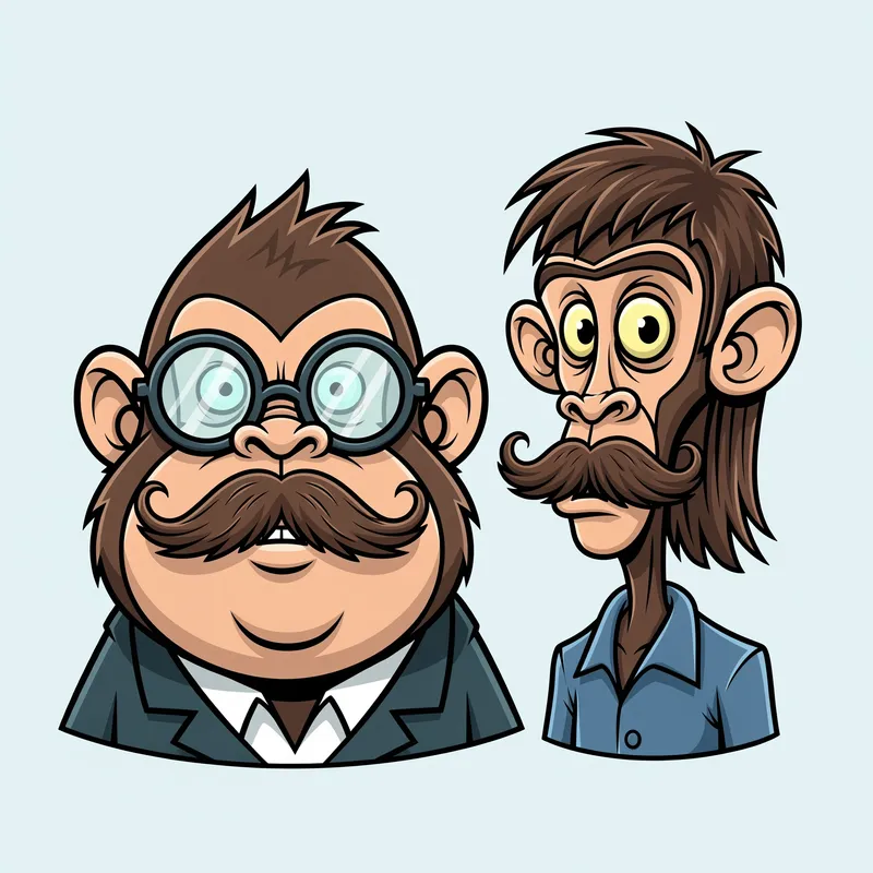 Funny Monkeys with Mustaches and Glasses