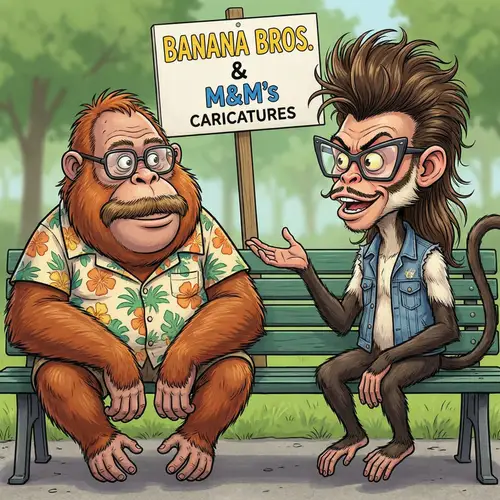 Funny Monkeys with Mustaches and Glasses