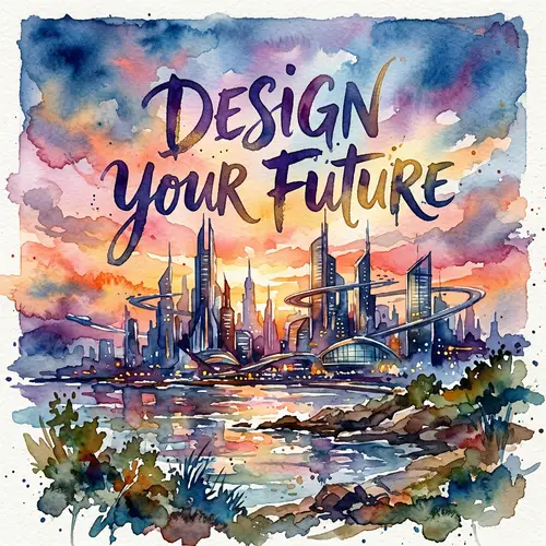Design Your Future at Sunset - Abstract Cityscape