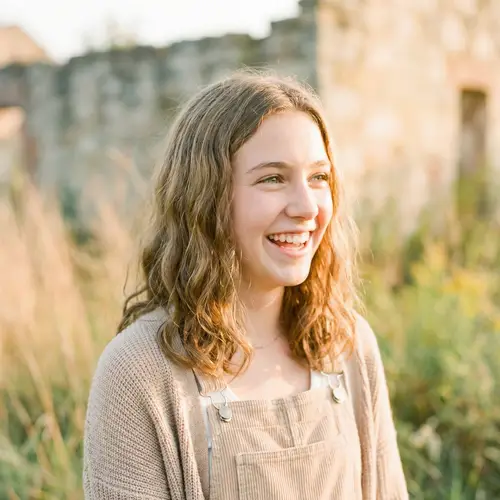 Vibrant Teen Girl in Beige Outfit | Fashion-Inspired Portrait
