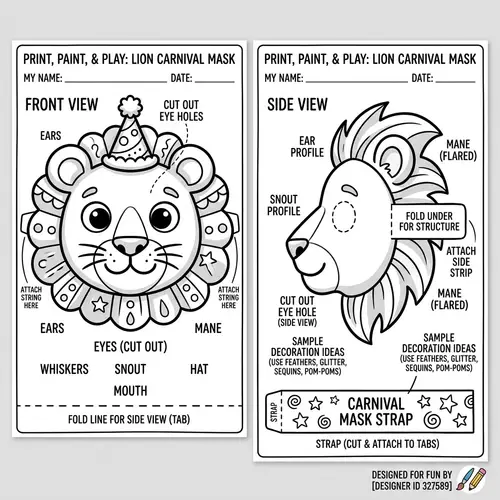 Carnival Animal Mask for Kids: Fun and Creative Painting Activity