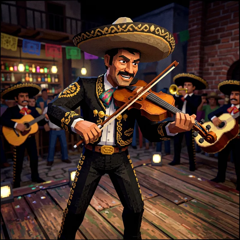 PlayStation 1 Mariachi with Violin | Pixelated Hispanic Musician