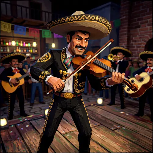 PlayStation 1 Mariachi Character with Violin | Animated Hispanic Musician