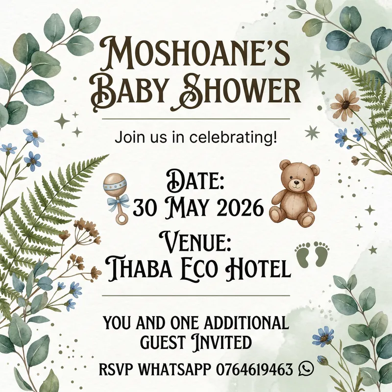 Moshoane's Baby Shower - RSVP Now!