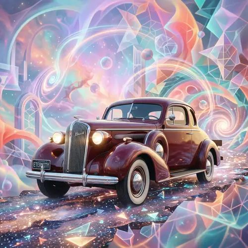 Vintage Car in Otherworldly Realm | Timeless Sophistication