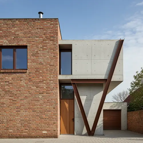 Stunning House Facade with Brick and Concrete Design