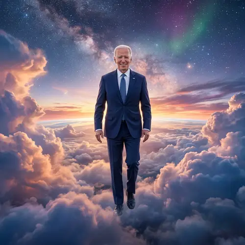 Joe Biden Floating in Clouds 4K High Definition Photo