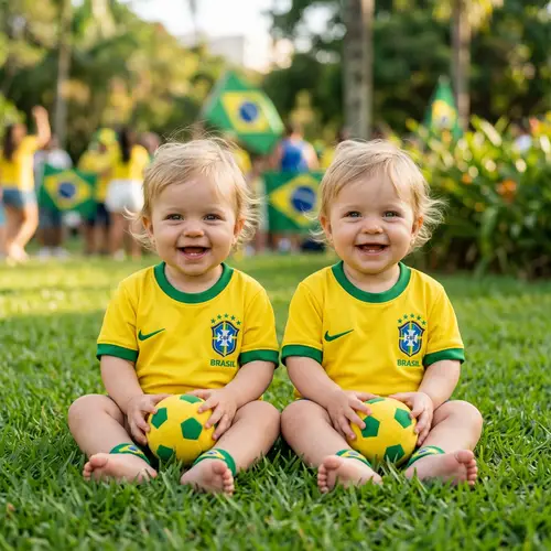 Cute Baby in Brazil Football Shirt - Joyful and Bright