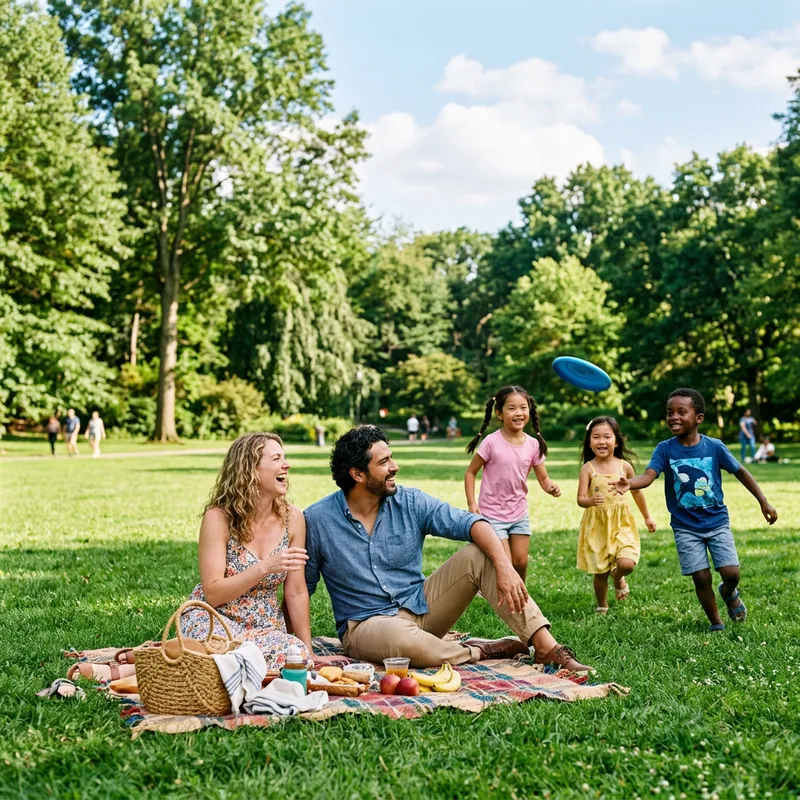 Heartwarming Family of Five Enjoying Quality Time in Park