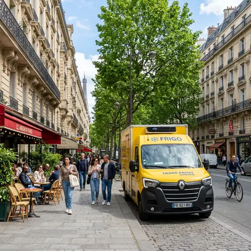 2020 Yellow Master Type Refrigerated Vehicle in Paris Street