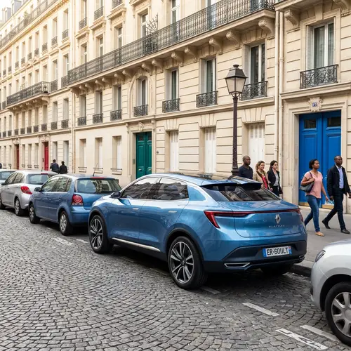Blue Renault Plateau 2015 Paris Street Scene