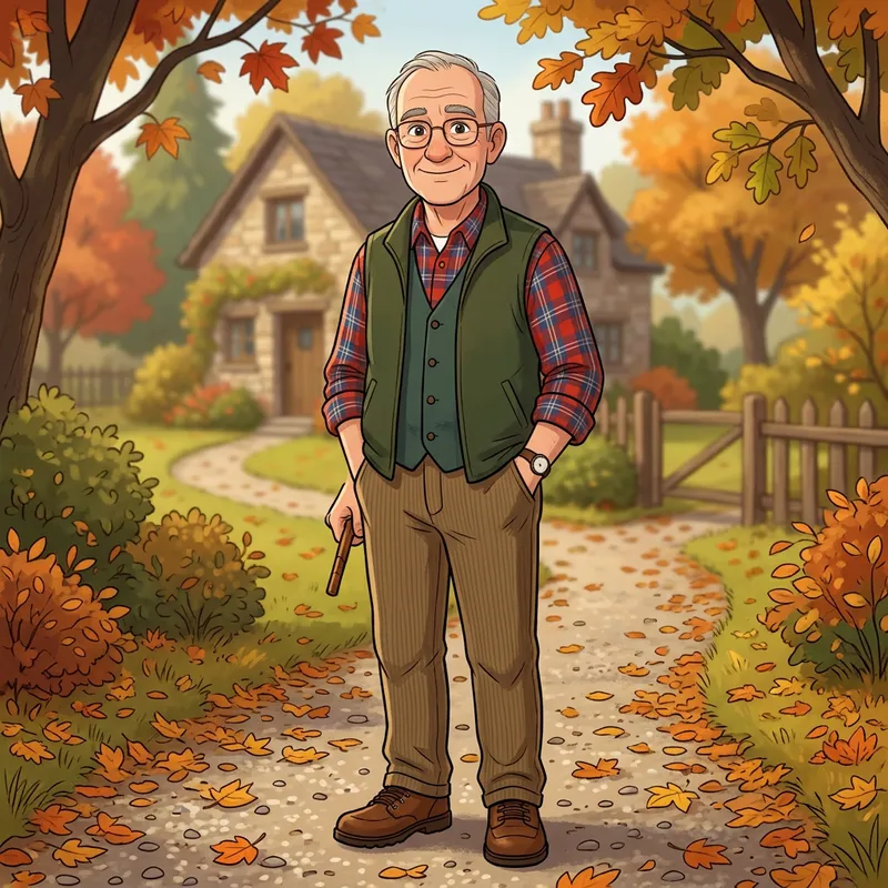 Cartoon Portrait of Mark - 64-Year-Old Man