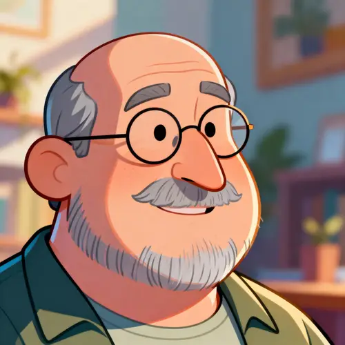 Cartoon Portrait of Mark - 64-Year-Old Man