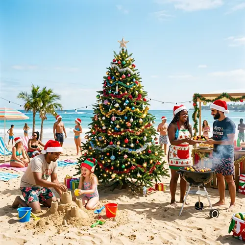 Summer Christmas Celebrations: Beach Tree & Festive Fun