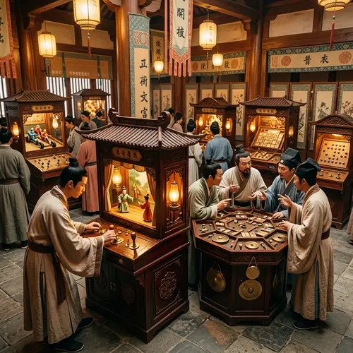 Ancient North Wei Period Videogame Arcade Scene