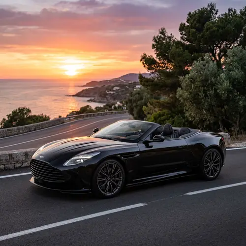 Luxurious Black Convertible Car at Sunset | Elegant Design