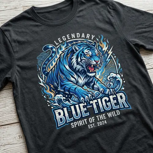 Blue Tiger T-Shirt Print Design