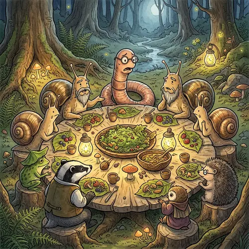 Gastronomic Gathering of Earthworms - A Forest Tale
